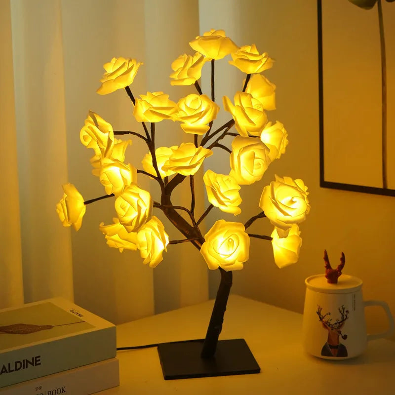 Table Lamp Rose Flower Tree Rose Flower Lighting Home Decoration