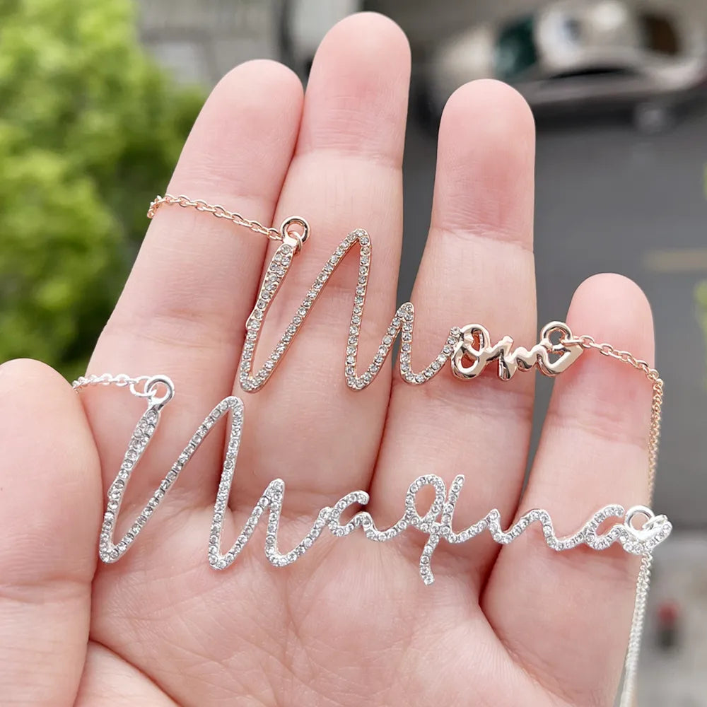 Duoying Zirconia Initial Letters Necklaces Women Personalized Necklace with Names Crystal Pendant Necklace Mom Gift - Giftcare 