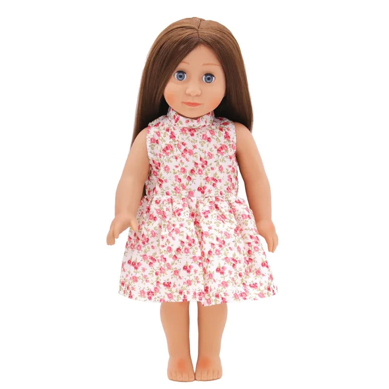 Toy Accessorie White Fashion Dress For 43 Cm Baby New Born Dolls For 18 Inch American Doll Toys For Girl's Gift