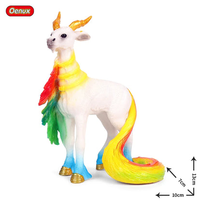 Oenux Fairy Tale Fly Horse Mythical Alpaca Elf Pegasus Action Figures Animal Model Collection Cute Girl Birthday Gift Kids Toy