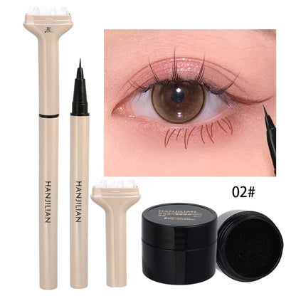 2 in 1 Lower Eyelash Stamps Eyeliner Set DIY Lower Lashes Extension Reusable Eyelash Template Natural Eye Makeup Applicator Tool