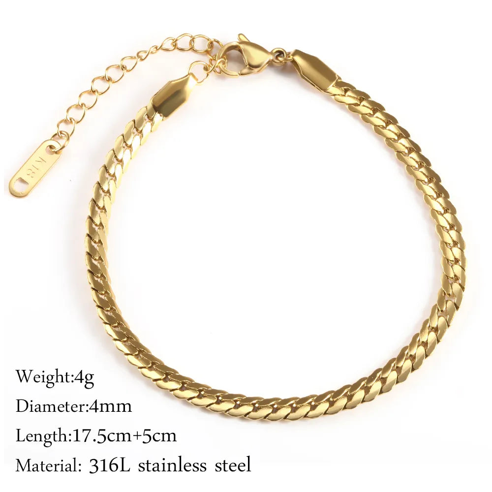 Gold Color Bracelet Stainless Steel Twist Cuban Chain Bracelet for Women Chain Bracelet Jewelry Gifts Wholesale Dropshipping - Giftcare 