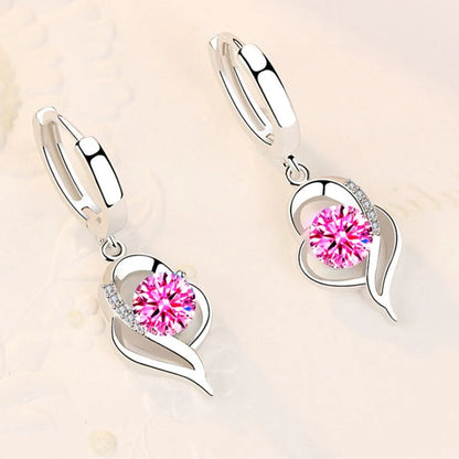 925 Sterling Silver New Woman Fashion Jewelry High Quality Blue Pink White Purple Crystal Zircon Hot Selling Earrings - Giftcare 
