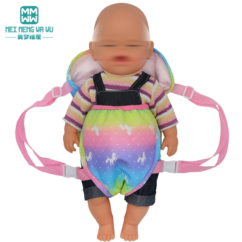 Doll accessories for 15-17inch new born doll backpack seat towel blanket Toy diaper Panties bag