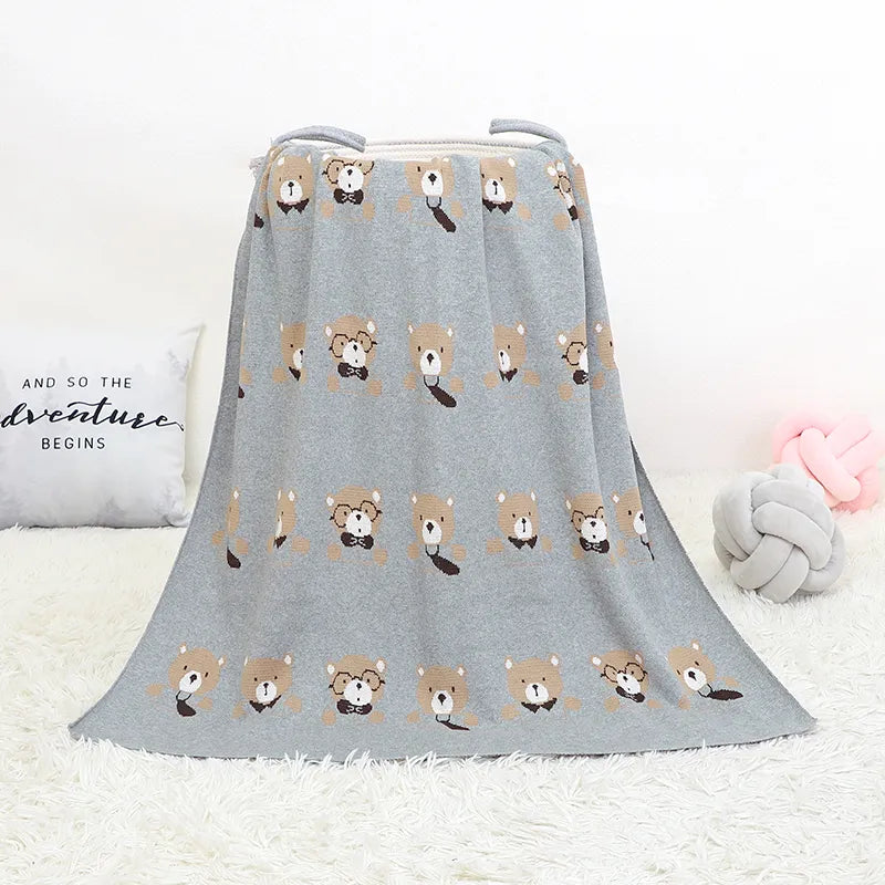 Newborn Baby Clothing Set 100%Cotton Knit Infant Girl Boy Romper +Blanket Cute Bears Toddler Long Sleeve Jumpsuit +Bedding Quilt - Giftcare 