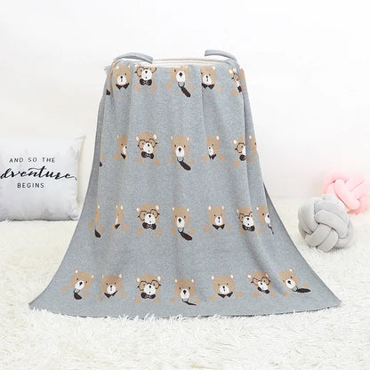 Newborn Baby Clothing Set 100%Cotton Knit Infant Girl Boy Romper +Blanket Cute Bears Toddler Long Sleeve Jumpsuit +Bedding Quilt - Giftcare 