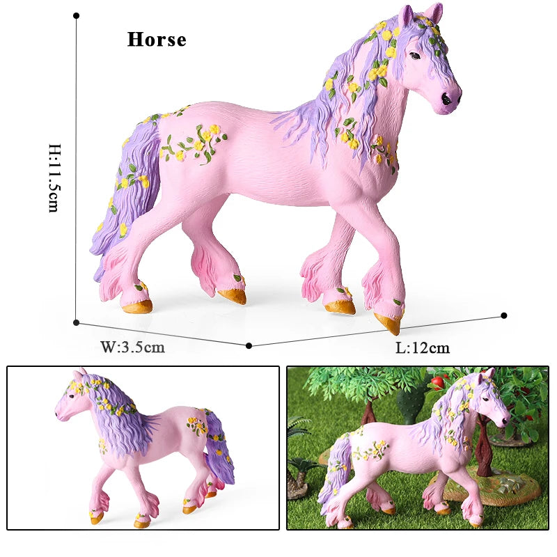 Oenux Fairy Tale Fly Horse Mythical Alpaca Elf Pegasus Action Figures Animal Model Collection Cute Girl Birthday Gift Kids Toy