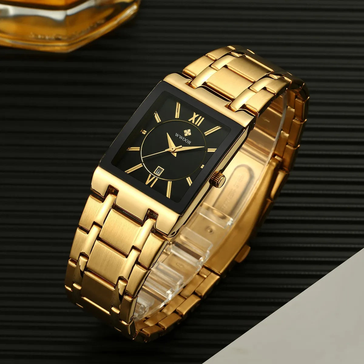 Relogio Masculino WWOOR Gold Watch Men Square Mens Watches Top Brand Luxury Golden Quartz Stainless Steel Waterproof Wrist Watch - Giftcare 
