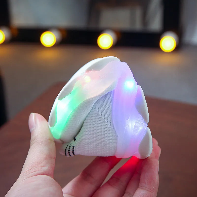 Kids Sneakers Children Baby Girls Boys Letter Mesh Led Luminous Socks Sport Run Sneakers Shoes Sapato Infantil Light Up Shoes - Giftcare 