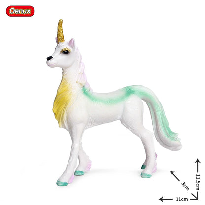 Oenux Fairy Tale Fly Horse Mythical Alpaca Elf Pegasus Action Figures Animal Model Collection Cute Girl Birthday Gift Kids Toy