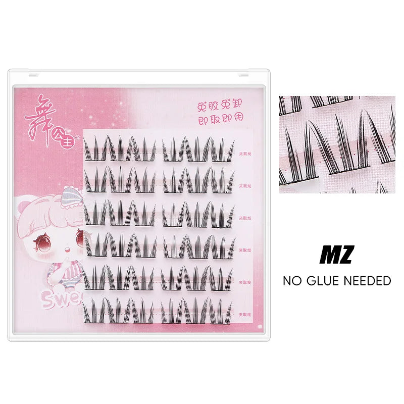DINGSEN Self Adhesive Cluster Lashes 6 Rows Individual Eyelashes No Glue Needed Korean Makeup DIY Eye Lash Natural Eyelash