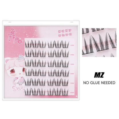 DINGSEN Self Adhesive Cluster Lashes 6 Rows Individual Eyelashes No Glue Needed Korean Makeup DIY Eye Lash Natural Eyelash