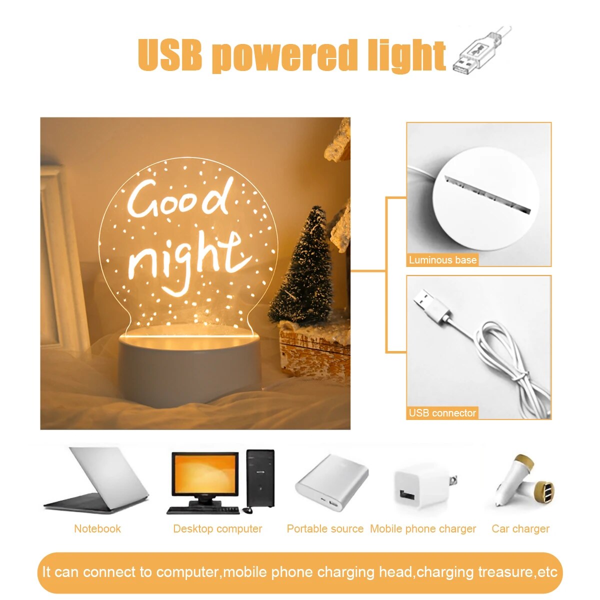 Note Board Creative USB Led Night Light Valentine's Day Gift Decor Nightlights Girlfriend Birthday Gift Wedding Decor Night Lamp - Giftcare 