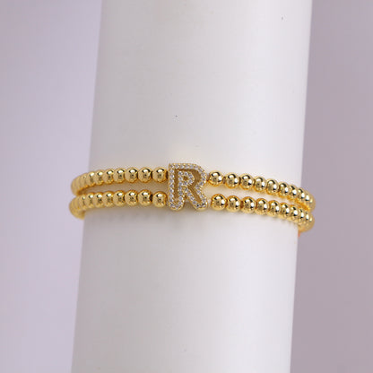 Copper-plated 18k Gold Zircon Bead Bracelet