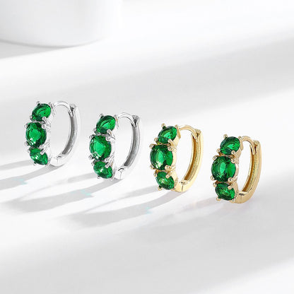 Vintage-style Womens Earrings With Emerald-inlaid Artificial Gemstones