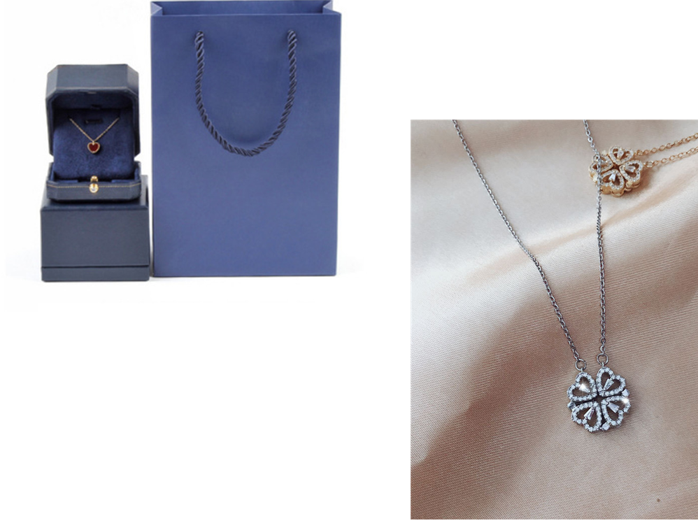 Explosive Style Detachable Deformed Four-leaf Clover Necklace For Women A Multi-wearing Zircon Small Love Short Clavicle Chain.Free Shipping.Delivery Time:2Weeks