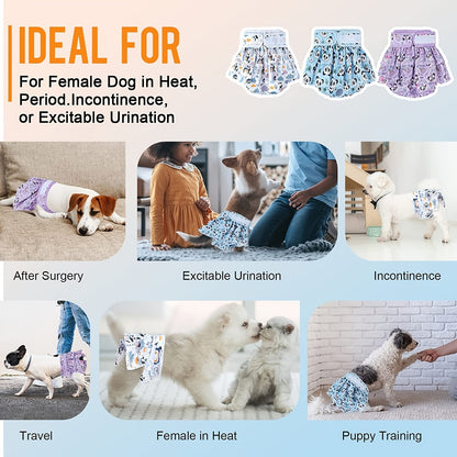 Reusable Washable Female Dog Diapers - High Absorbency and Leak-Proof for Puppies and Adult Dogs - Perfect for House Training and Incontinence