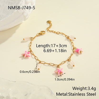 Colorful Starfish Stainless Steel Necklace Non-fading Ocean Style Bracelet