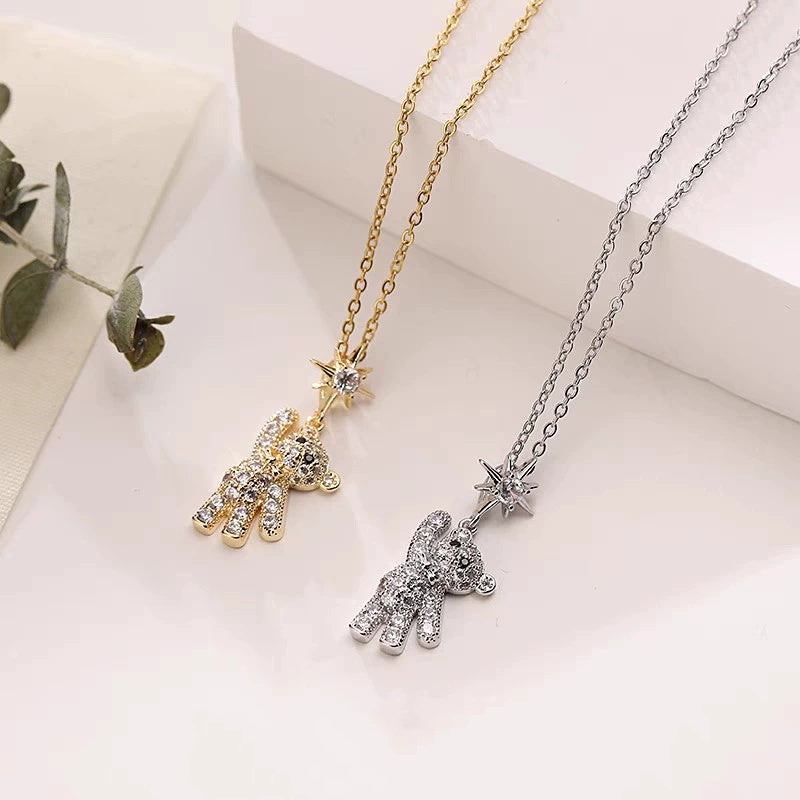 Women's Cute Bear Necklace Design Niche Titanium Steel Non-fading Clavicle Chain Pendant