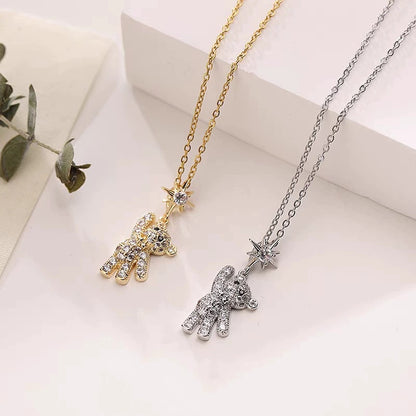 Women's Cute Bear Necklace Design Niche Titanium Steel Non-fading Clavicle Chain Pendant