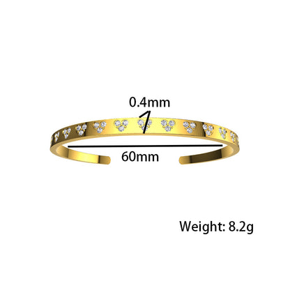 Retro Style Zircon Set Heart-shaped Bracelet