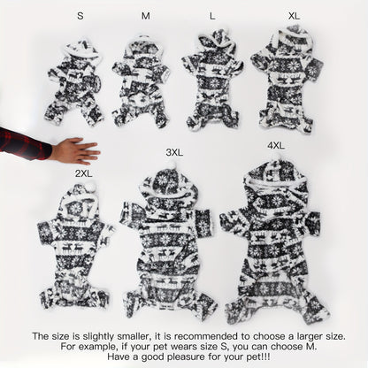 Pet Christmas Reindeer Outfit for Small Dogs, One-Piece Plush Pajamas, Single Pack