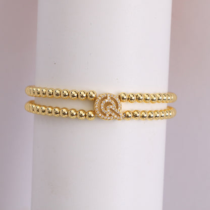 Copper-plated 18k Gold Zircon Bead Bracelet