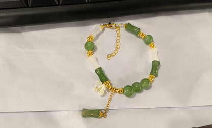 New Chinese-style Flower Embellishment Bracelet For Women, National Style Bamboo Segment Bracelet