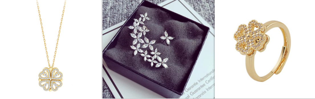 Explosive Style Detachable Deformed Four-leaf Clover Necklace For Women A Multi-wearing Zircon Small Love Short Clavicle Chain.Free Shipping.Delivery Time:2Weeks