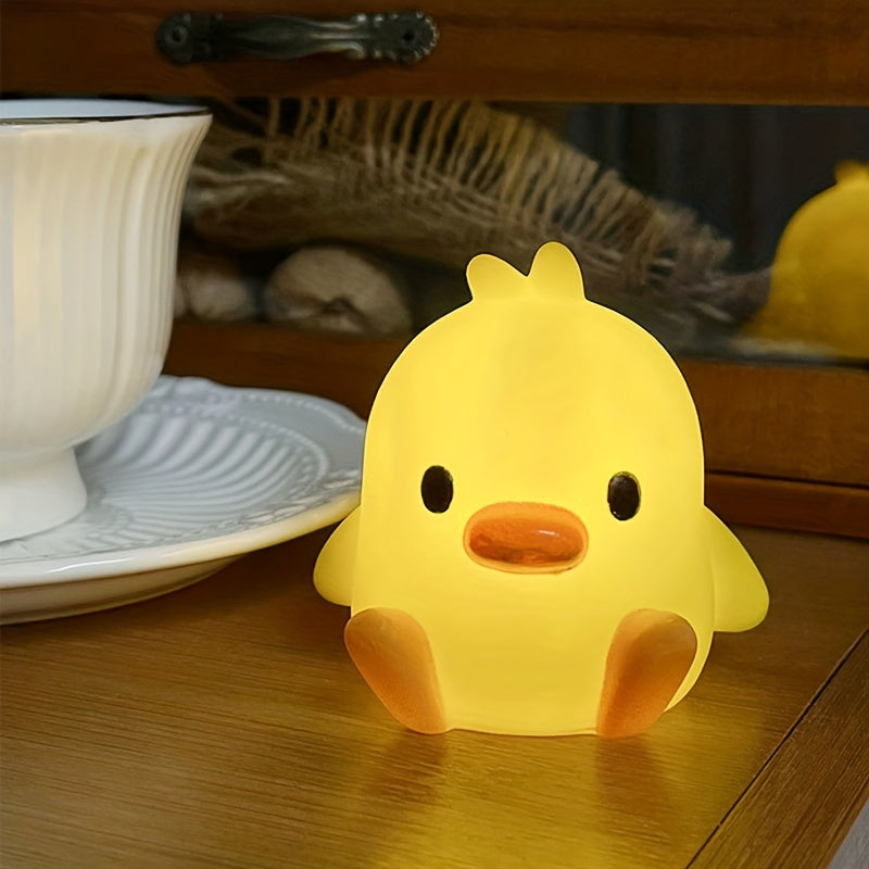 Charming Art Deco Yellow Duck Night Light: Rust-Resistant, Battery-Powered Downlight for Cozy Bedrooms
