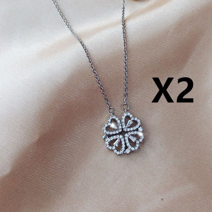 Explosive Style Detachable Deformed Four-leaf Clover Necklace For Women A Multi-wearing Zircon Small Love Short Clavicle Chain.Free Shipping.Delivery Time:2Weeks