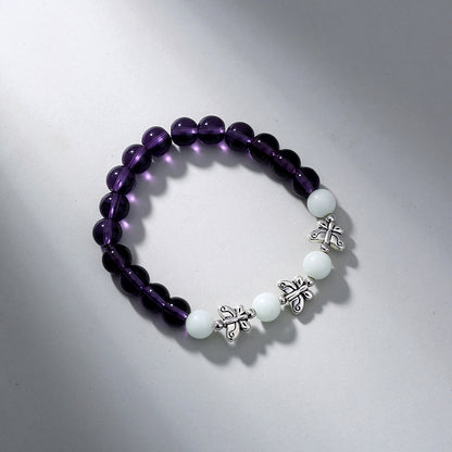 Purple Glass Beads Retro Butterfly Sky Blue Luminous Ball Bracelet Bracelet.Free Shipping.Delivery Time:2Weeks
