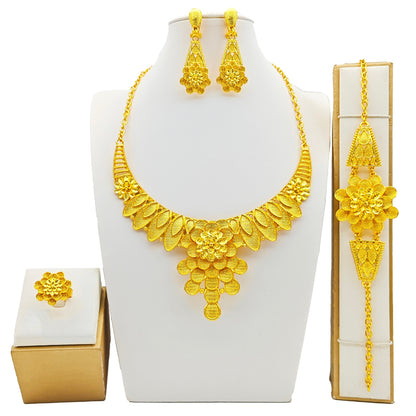 Women's Jewelry Suit Fashion Necklace Bracelet Ring Earrings Four-piece Set