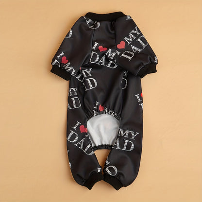 I Love My Mom" Print Pet Shirt for Dogs & Cats - Lightweight Summer Apparel, White with Black Lettering & Red Hearts, Soft Polyester Fabric, Perfect for Warm Weather