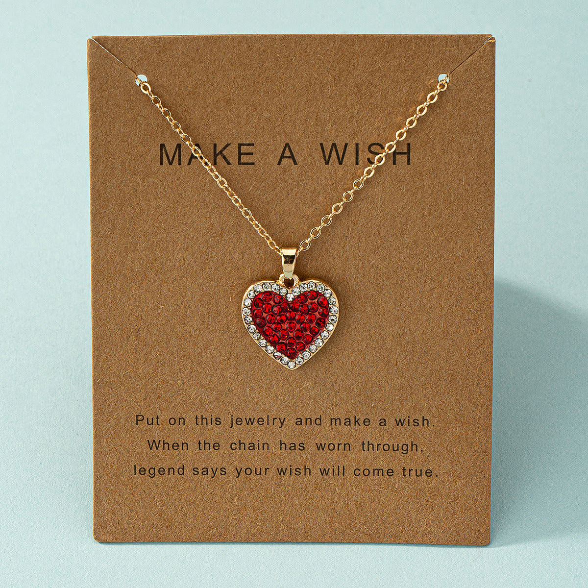 Korean-Japanese Sweetheart Instagram-Style Cute Alloy-Inlaid Heart Necklace For Women