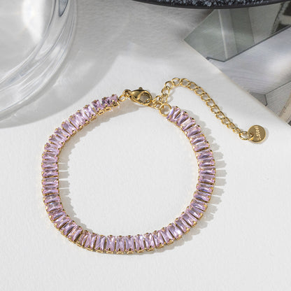 Golden Bracelet With Square-cut  Fully Paved Crystals