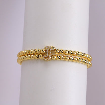 Copper-plated 18k Gold Zircon Bead Bracelet
