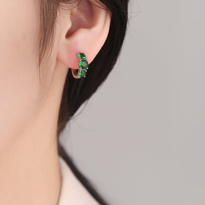 Vintage-style Womens Earrings With Emerald-inlaid Artificial Gemstones