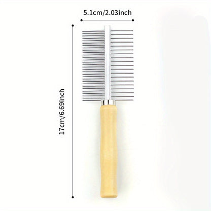 Double-Sided Pet Comb For Grooming & Massaging Dogs, Cats & Other Animals, Pet Grooming Brush