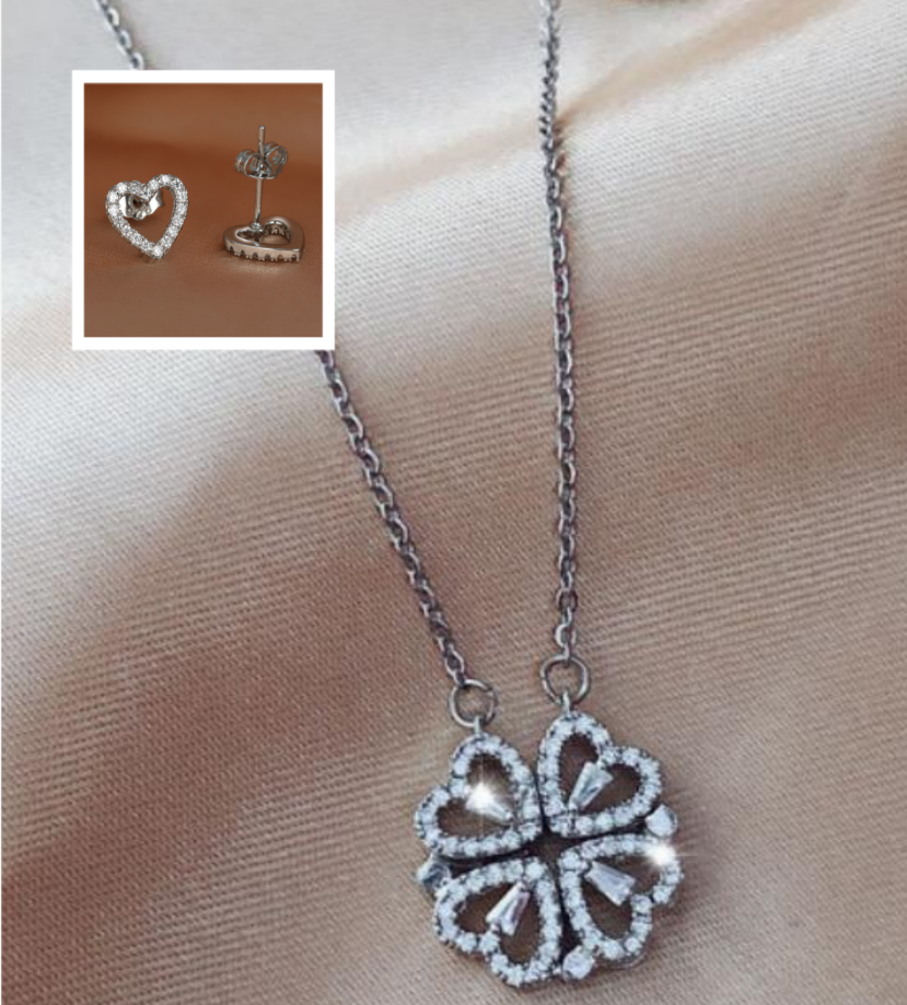 Explosive Style Detachable Deformed Four-leaf Clover Necklace For Women A Multi-wearing Zircon Small Love Short Clavicle Chain.Free Shipping.Delivery Time:2Weeks
