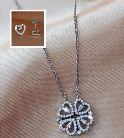 Explosive Style Detachable Deformed Four-leaf Clover Necklace For Women A Multi-wearing Zircon Small Love Short Clavicle Chain.Free Shipping.Delivery Time:2Weeks
