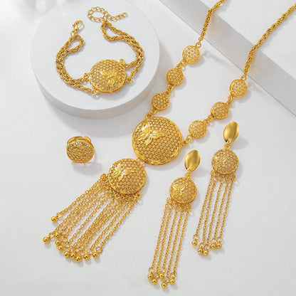 1 Set Of Fashionable And Gorgeous Butterfly Middle East Set, Wedding Decoration Necklace, Earrings, Bracelets, Ring Set For Women