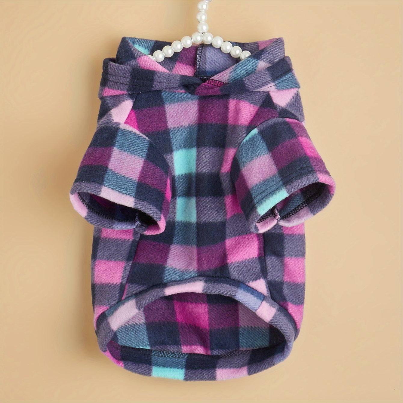 Pet Clothing Sweatshirt, Colorful Plaid -Lined Warm Comfortable Coat for Cats and Dogs
