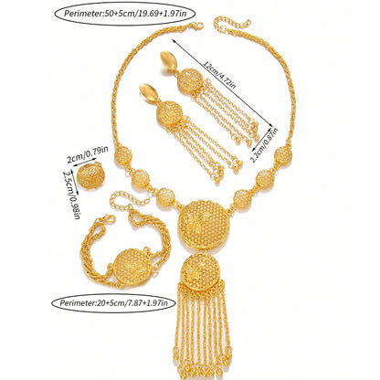 1 Set Of Fashionable And Gorgeous Butterfly Middle East Set, Wedding Decoration Necklace, Earrings, Bracelets, Ring Set For Women