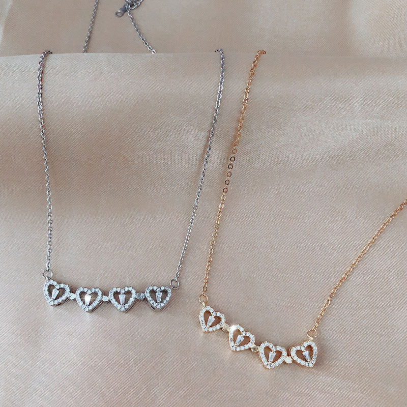 Explosive Style Detachable Deformed Four-leaf Clover Necklace For Women A Multi-wearing Zircon Small Love Short Clavicle Chain.Free Shipping.Delivery Time:2Weeks