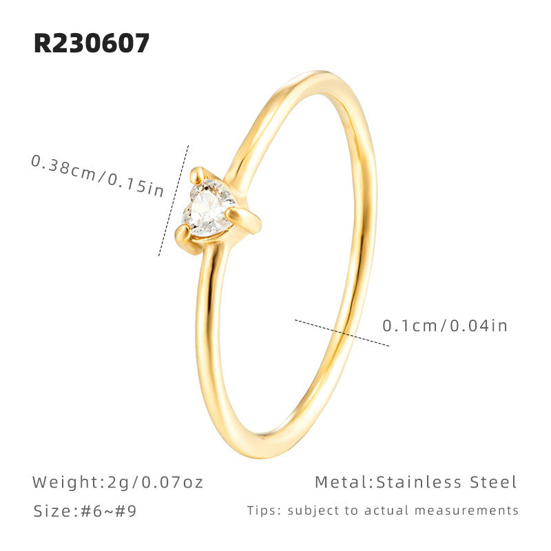 Affectionate Zircon Plain Ring In Fine Titanium Steel