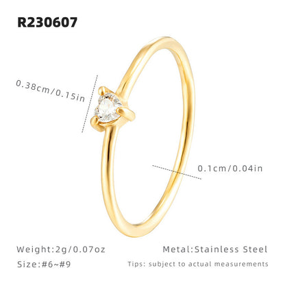 Affectionate Zircon Plain Ring In Fine Titanium Steel