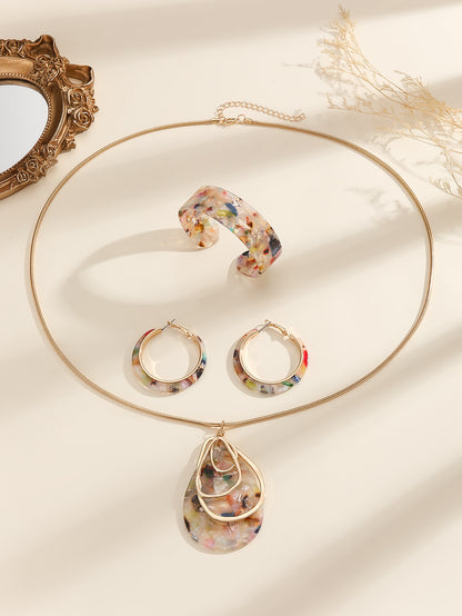 Acrylic Bracelet Earrings Necklace Fashionable Three Piece Set