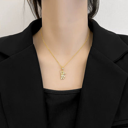 Women's Cute Bear Necklace Design Niche Titanium Steel Non-fading Clavicle Chain Pendant