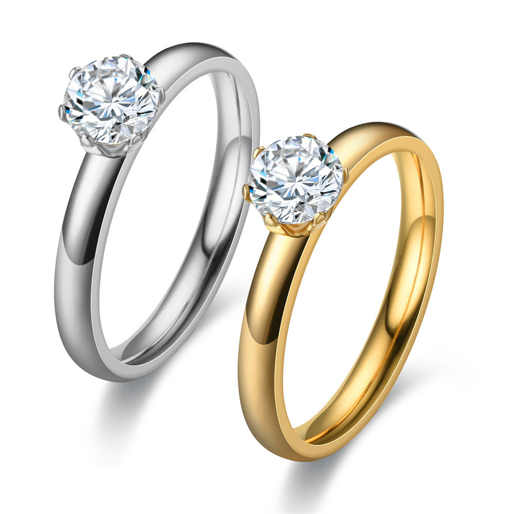 Fashionable Niche Micro-Inlaid Zircon Titanium Steel Ring For Women